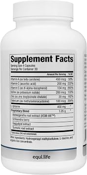 Equilife Daily Thyroid Support Supplement for Women and Men, 120 Capsules | Aids Healthy Thyroid Function | Assists T4 to T3 Conversion | Supports Healthy Stress Response | Antioxidants & Adaptogens