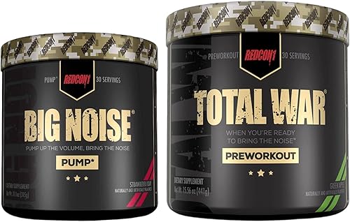 REDCON1 Total War - Pila de preentrenamiento manzana verde y polvo antiestimulante de gran ruido kiwi de fresa dúo de preentrenamiento para energía