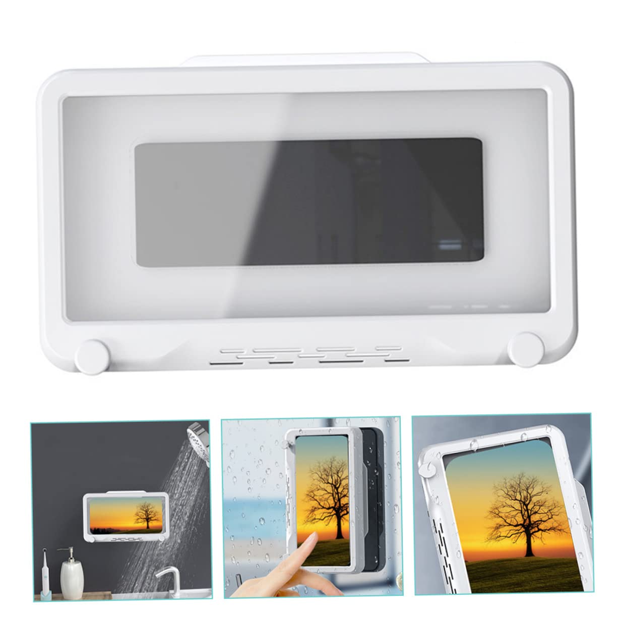 Mikikit 3pezzi Scatola Porta Telefono Da Bagno Con Supporto Rotante Installazione Senza Trapano Design Compatto Alta Capacità Di Carico Perfetta Per Bagni e Toilette