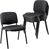 CLATINA 5-Pack Stackable Black Fabric Waiting Room Chairs - Ergonomic Lumbar Support, Thick Cushions for Office Reception Conference Seating