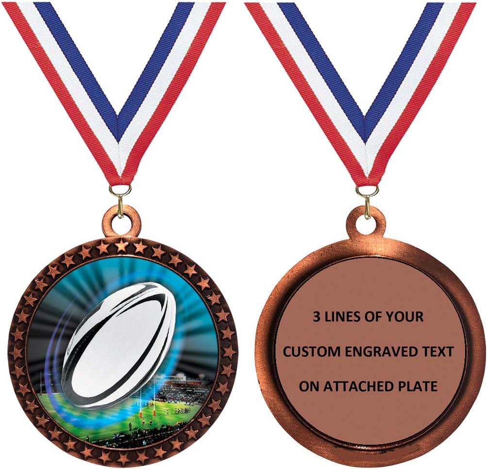Express Medals Engraved 1 to 50 Packs Engraved Rugby Bronze Medal Trophy Award with Personalized Custom Text LD212-MY486
