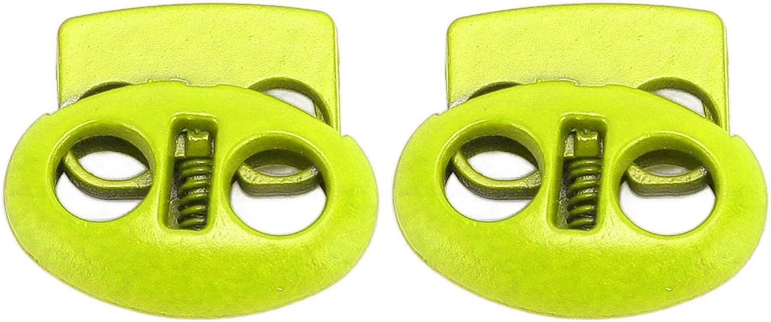 Pilipane Metal Cord Locks Double Hole Spring Stopper Fastener Slider Toggles End for Drawstrings Shoelaces Backpack Bags 30pcs Zinc Alloy Lightweight Portable (Fluorescent Green)