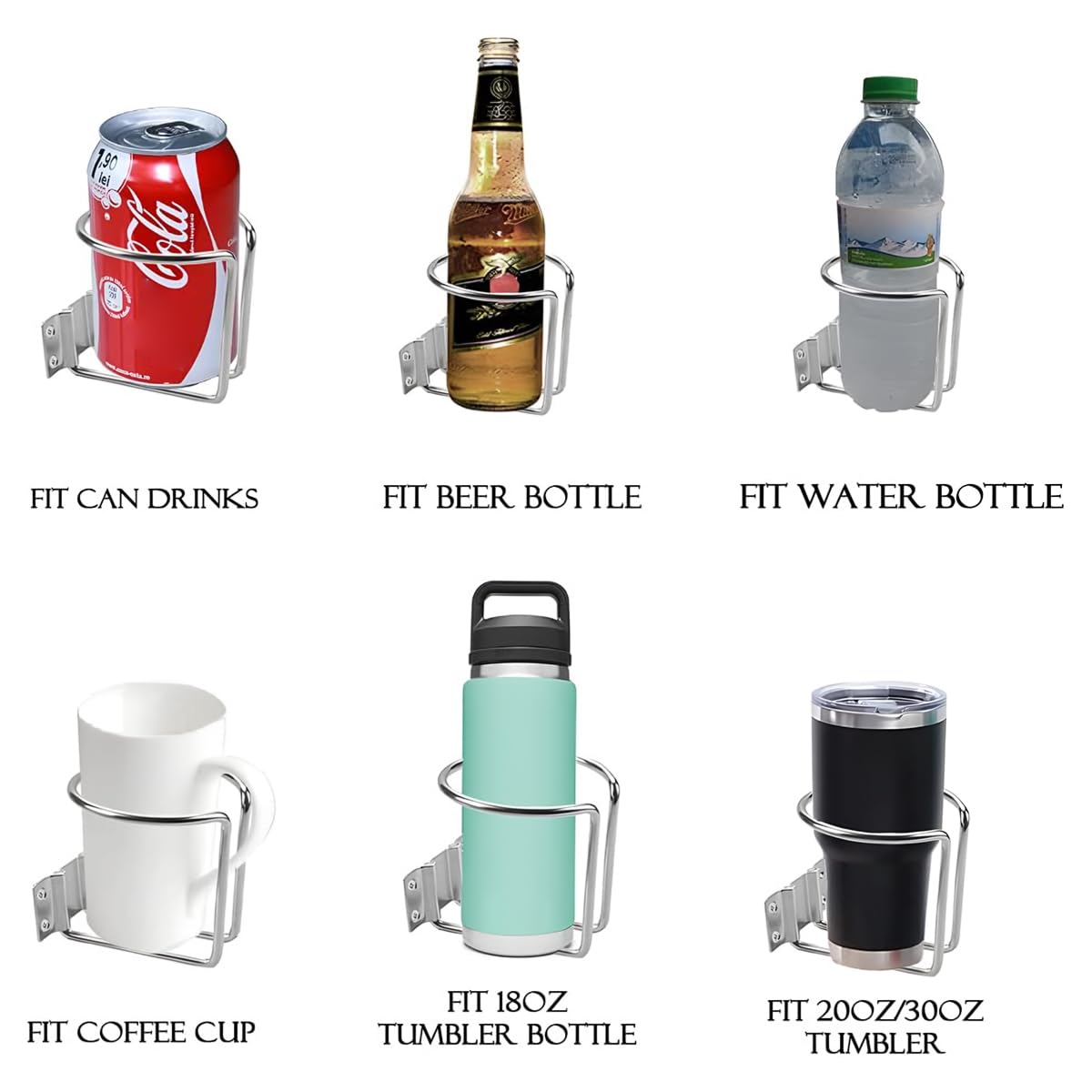 Portabicchieri In Acciaio Inox Universale - Per Barca, Auto, Camper, Con Viti Incluse