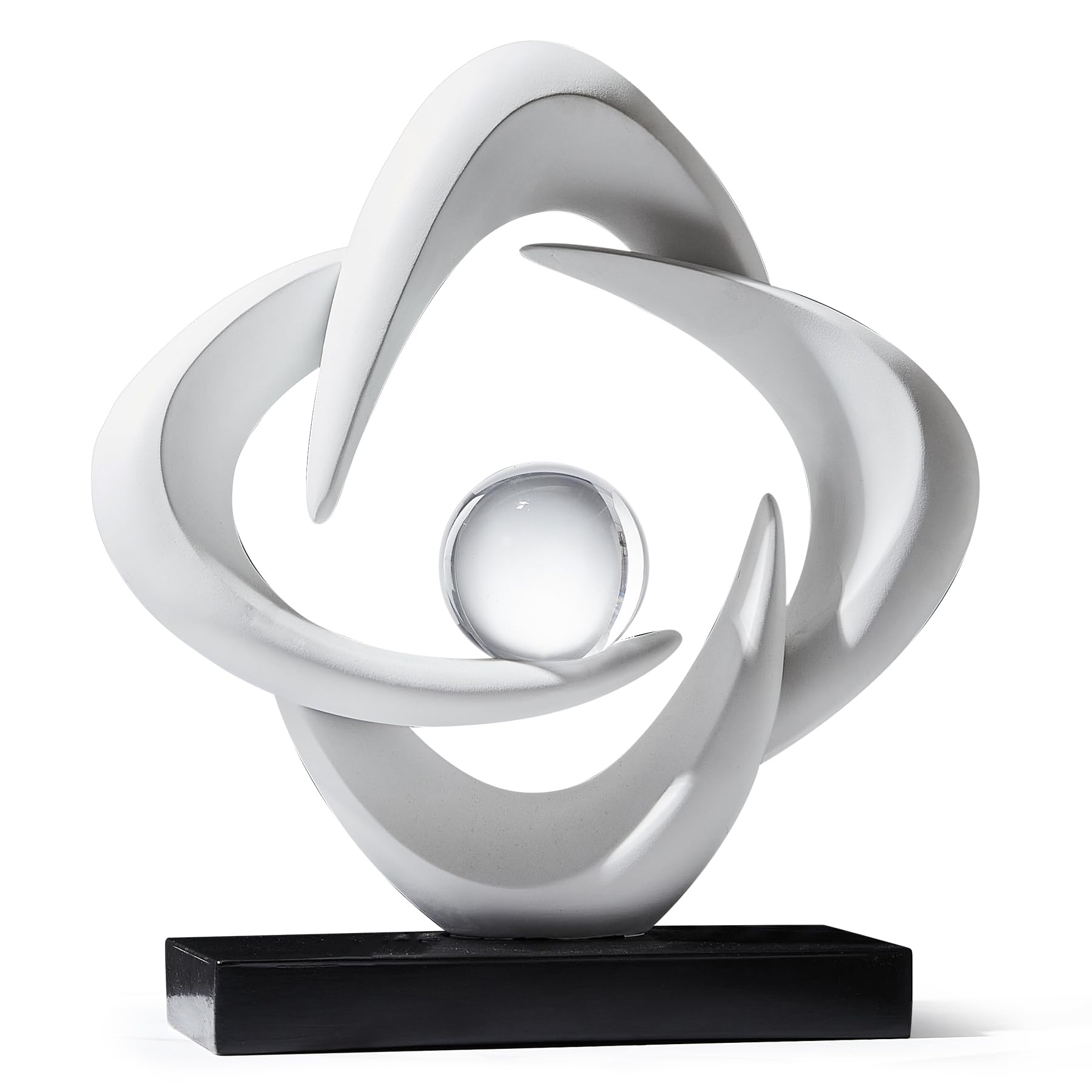 Escultura de arte abstracto, estatua decorativa dorada de resina, adornos blancos modernos para sala de estar, decoraciones modernas para mesa de café, entrada, oficina, coleccionables (blanco)