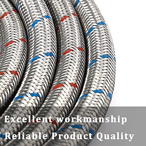 Premium Stainless Steel Washing Machine Hoses , Burst Proof (2 Pack) Red and Blue Striped Water Connection Inlet Supply Lines - UPC Approved (4 FT) - Thumbnail 7
