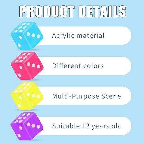 Miniatura 3 de Juego de 200 dados pequeños de 0.197 pulgadas con 1 bolsa de terciopelo, juego de dados de 6 caras, mini dados transparentes de colores, esquina