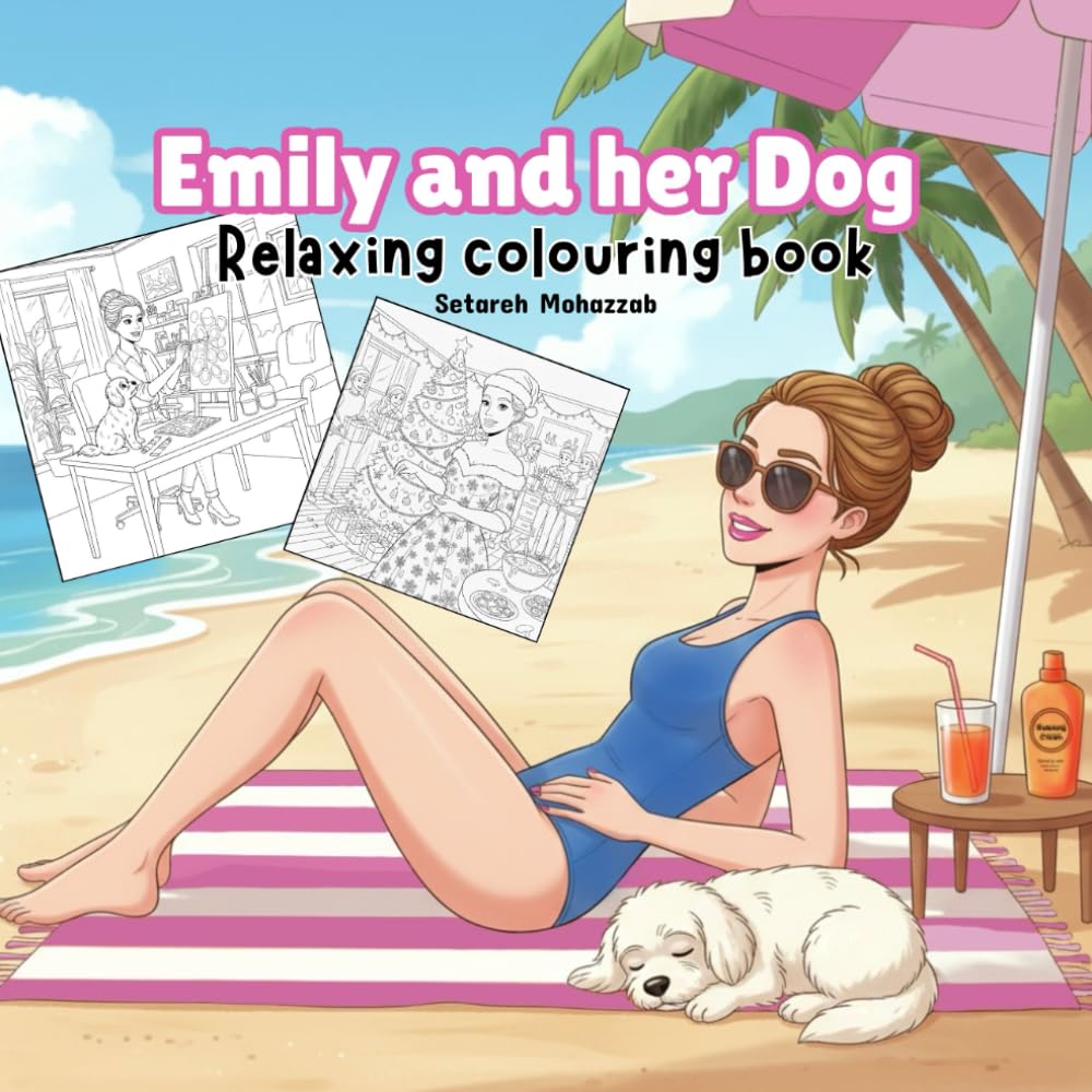 Emily and her dog relaxing coloring book, stress relief: relaxation and anxiety relief: coloring book for kids and adults