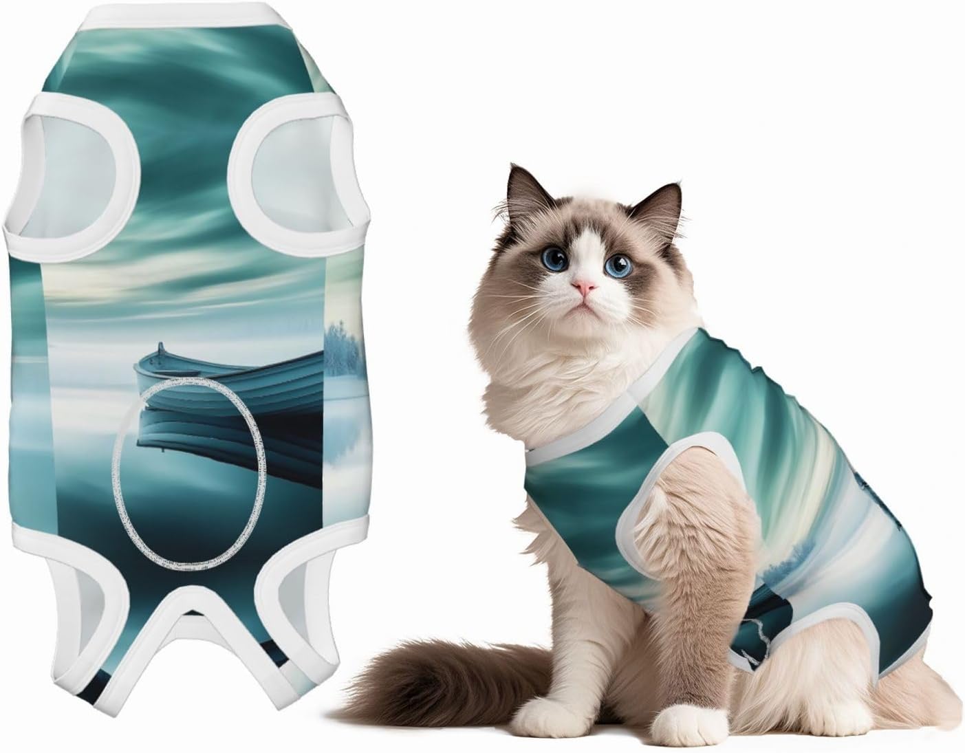 Concept Ship Custom Patterned Surgery Suit for Dogs Cat- Post-Surgery Recovery, Wound Care, and Anxiety Relief - Soft Cotton Dog Pajamas with Full Belly Coverage Small