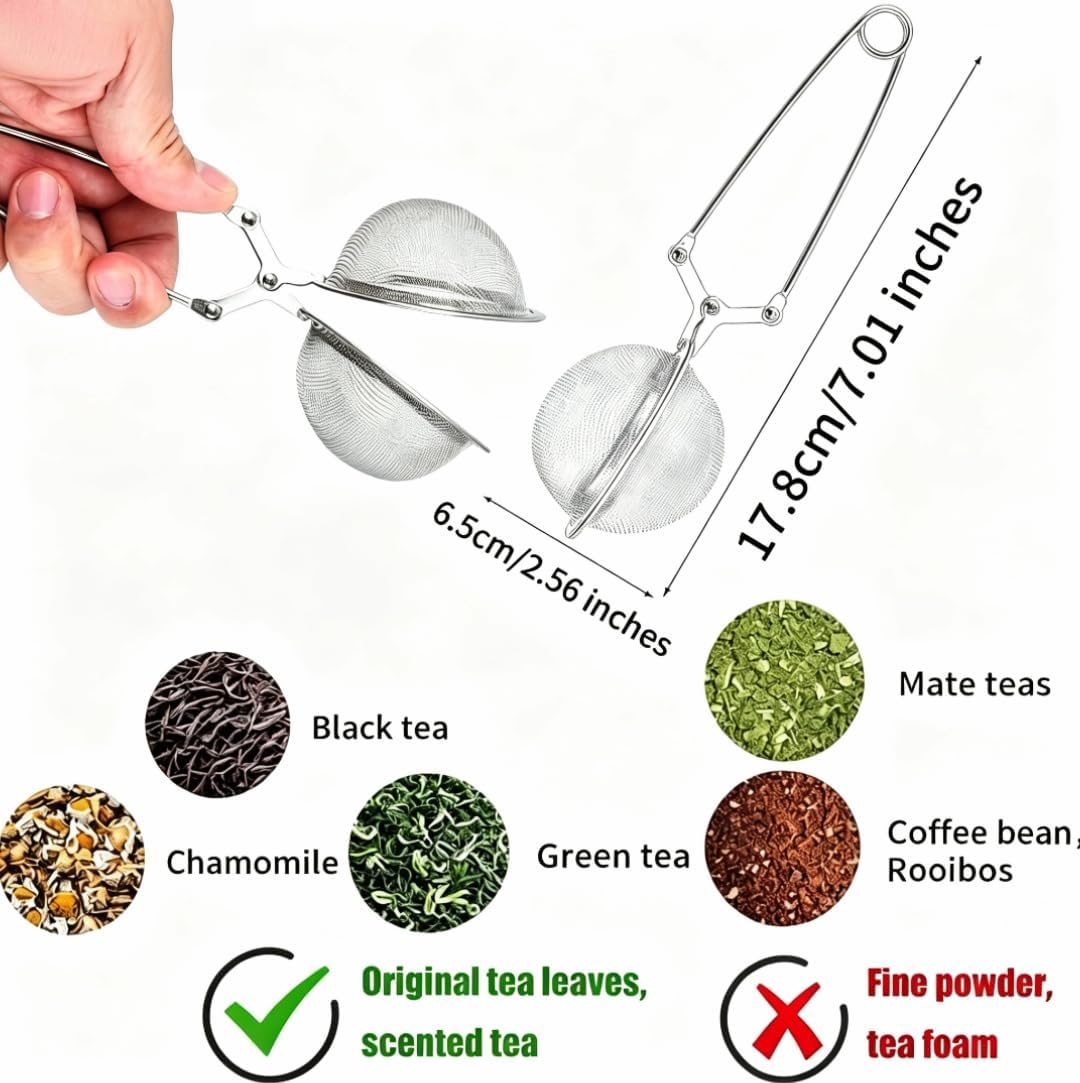 Squeeze Handle Tea Infuser Ball, Food‑Grade Stainless Steel Fine Mesh Tea Strainer Filter, Reusable Spice Herb Infuser for Loose Leaf Tea, Herbal Tea & Seasoning Steeping