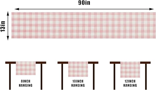 Miniatura 6 de Rvsticty Camino de mesa de lino con diseño de cuadros de búfalo rosa y blanco mantel de guinga granja primavera verano Pascua hogar cocina