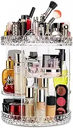 Organizador de Maquiagem Cosméticos Giratório 360°, Acrílico Transparente, 6 Camadas, 25 x 36 cm