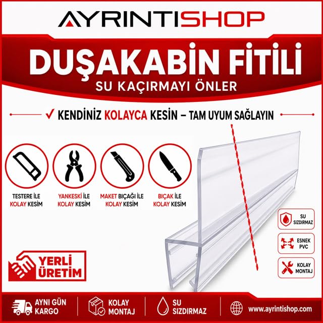 Suluk; Ayrıntıshop Duşakabin Alt Fitil Conta Uzunluk 60 cm, 4 mm ile 6 mm camlar için (60 cm)