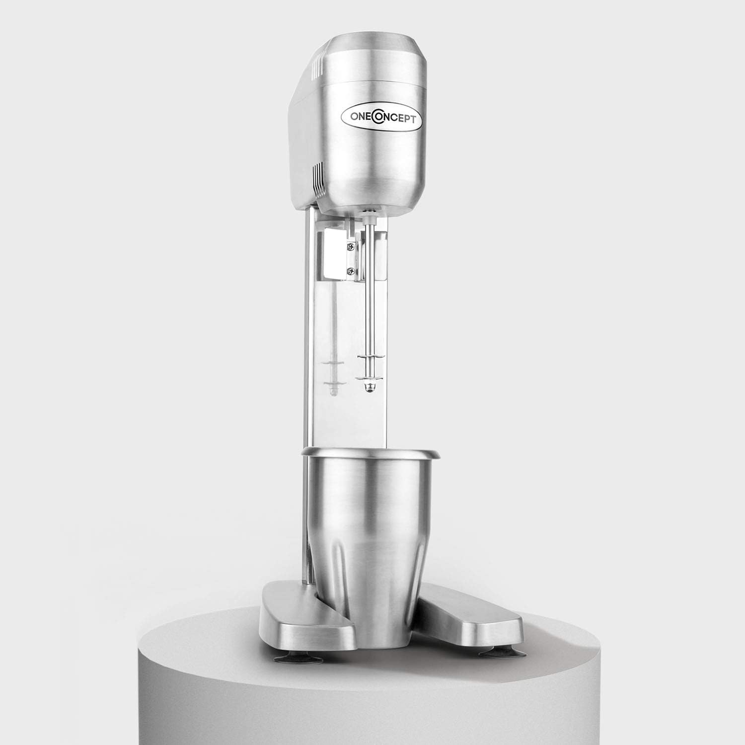 oneConcept DM-B - Drink Mixer, Drink Blender, Mini Stand Mixer, Milkshake Maker, 400 Watts, Up to 16,000 Revolutions per Minute, 650 ml Capacity, Stainless Steel Mixer, Cup Holder, Silver