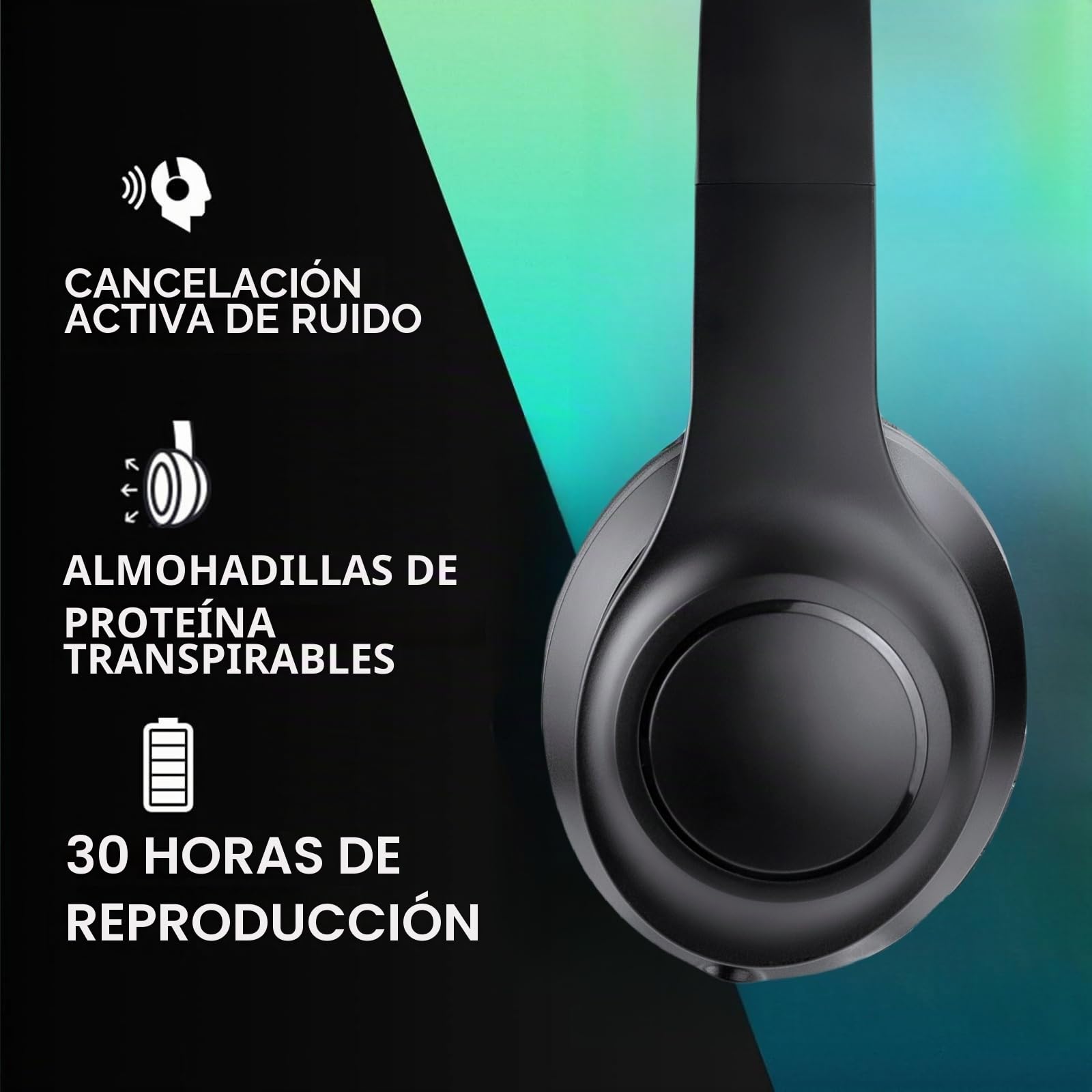Auriculares TV Bluetooth plegables con cancelación activa de ruido, micrófono, audio Hi-Fi y graves profundos – Over-Ear inalámbricos para adultos y personas mayores