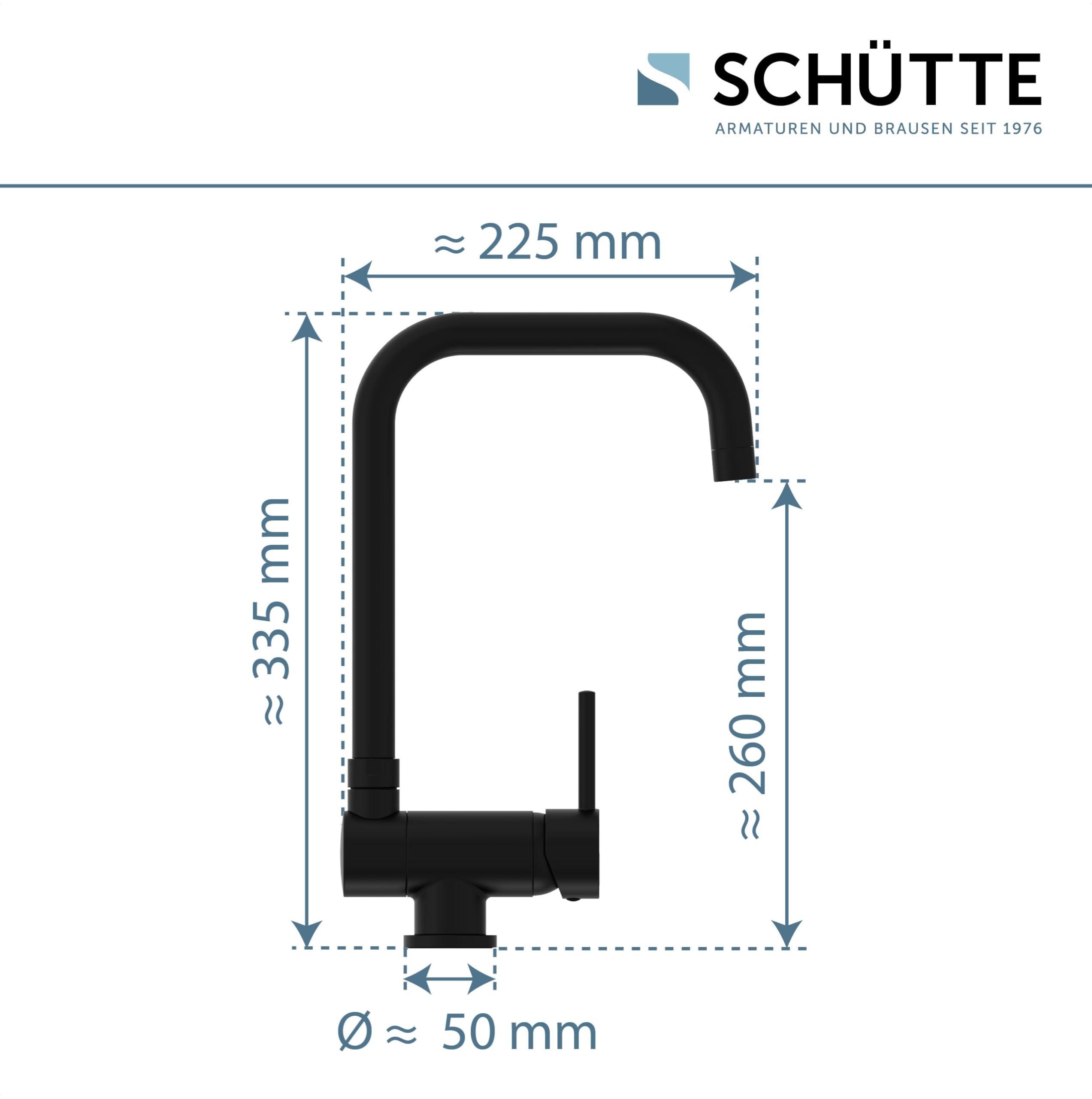 SCHÜTTE 24556 WINDOW - Grifo de cocina para ventana inferior, grifo de fregadero (flexible, plegable, giratorio 360°, monomando, color negro)