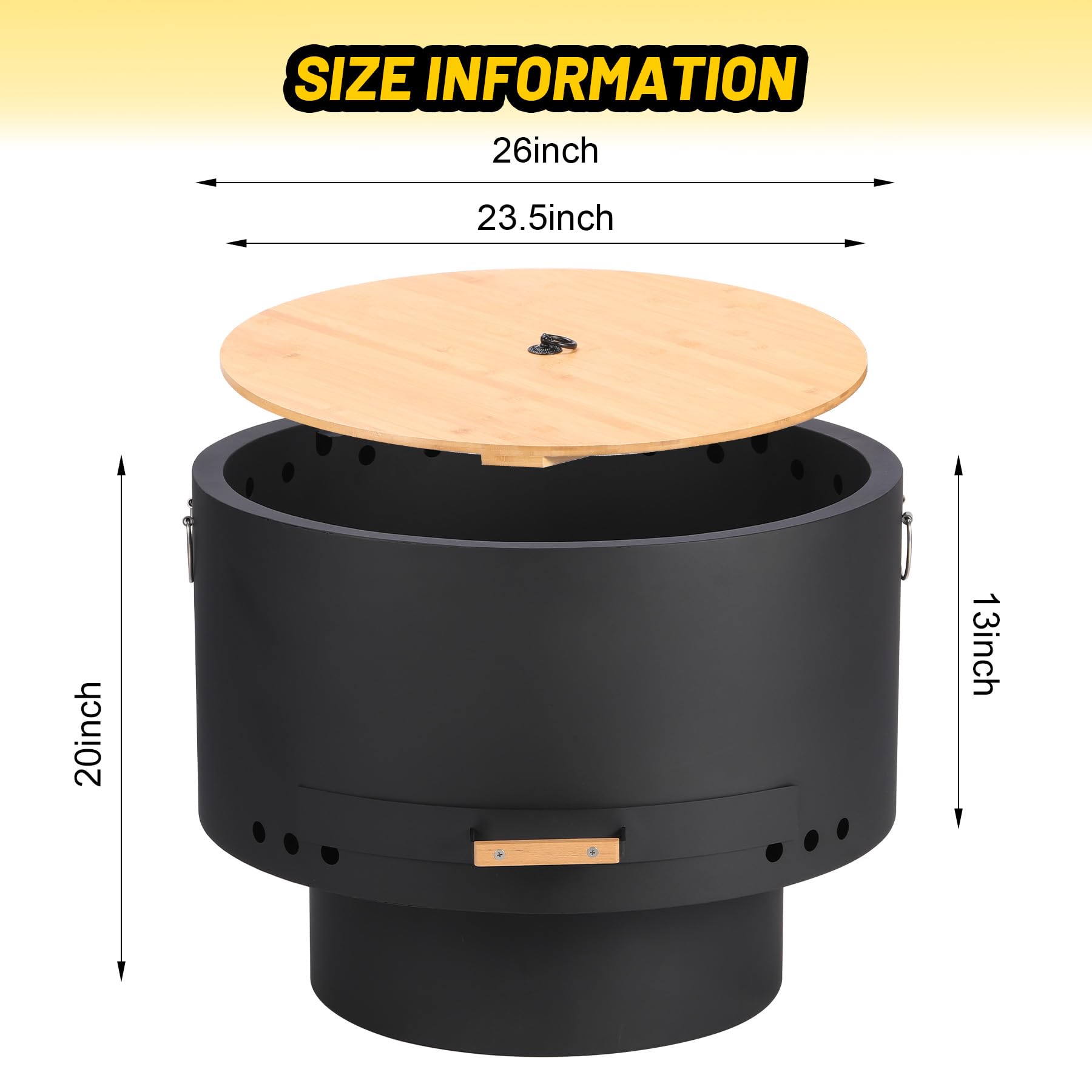 Brasero Exterior sin Humo con Interruptor de Aire de 26 Pulgadas