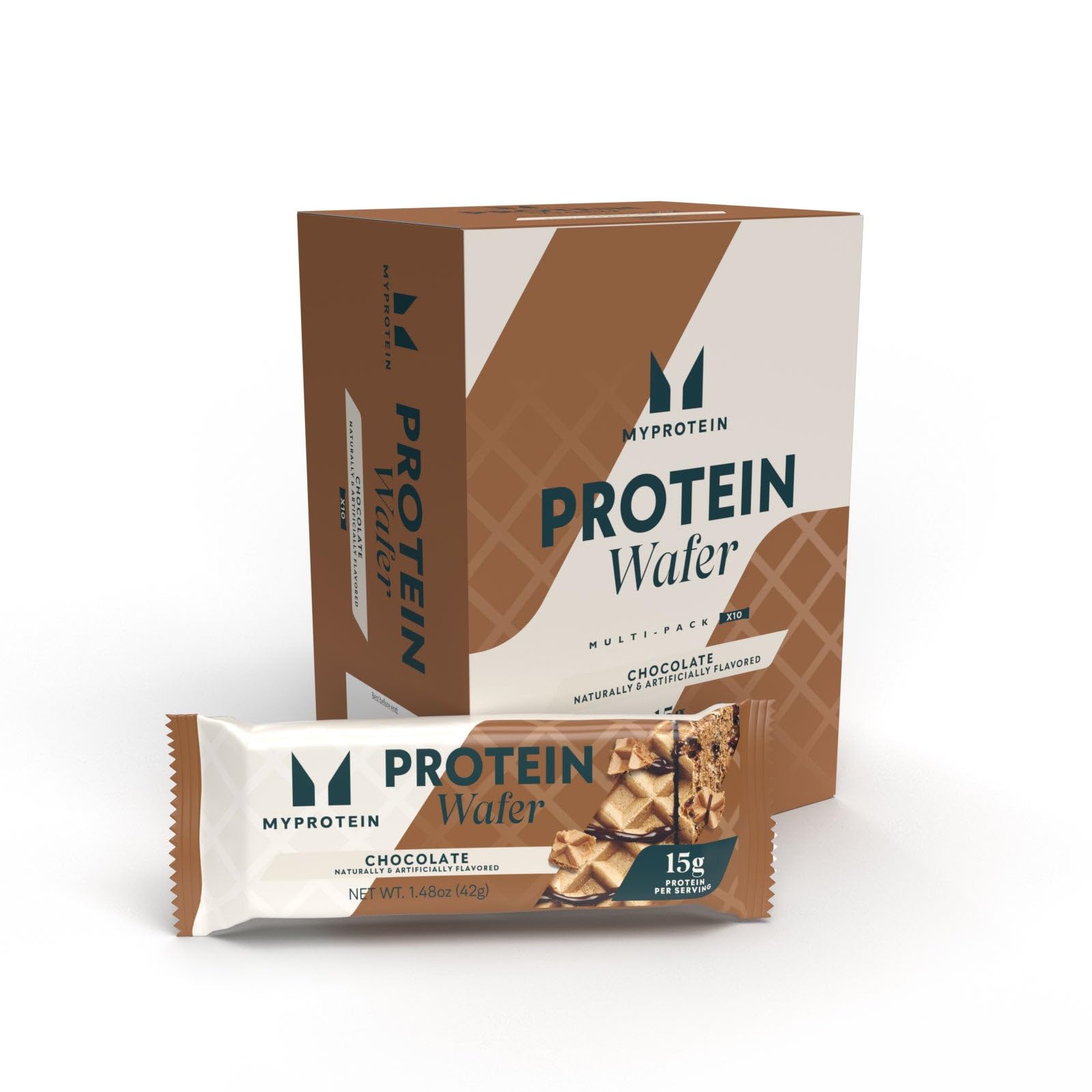 MyproteinProtein Bars, Crispy Protein Wafers, 15g High Protein Snacks, Box of 10 Chocolate Wafers Packs, Milk & Whey Protein Isolate, Light & Crunchy