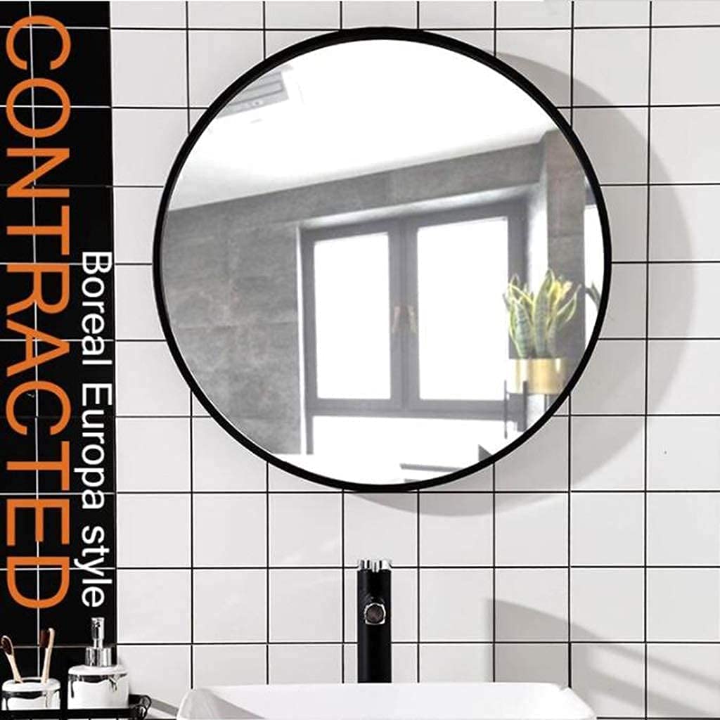 Specchio Espejo Espejo, Baño, Montaje en pared, Tocador, Baño de hierro forjado para colgar en la pared Espejo negro Espejo redondo nórdico simple para baño Espejo colgante Espejo pequeño (tamaño