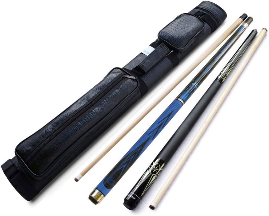Champion Green Spider Maple Pool Cue Stick (18-21oz), Champion ST cue, 2X2 Black Case, 2 Glove (19 Oz, Blue Spider cue and ST9 Cue)