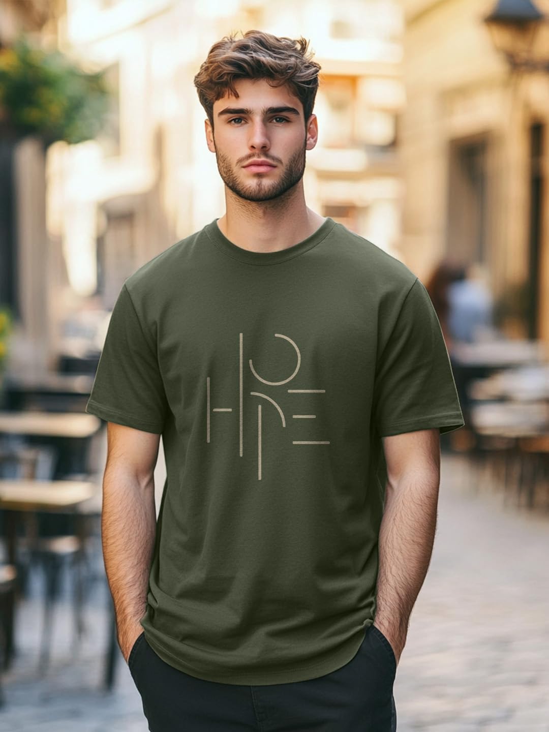 NOBERO Camiseta de corte regular con estampado gráfico para hombre