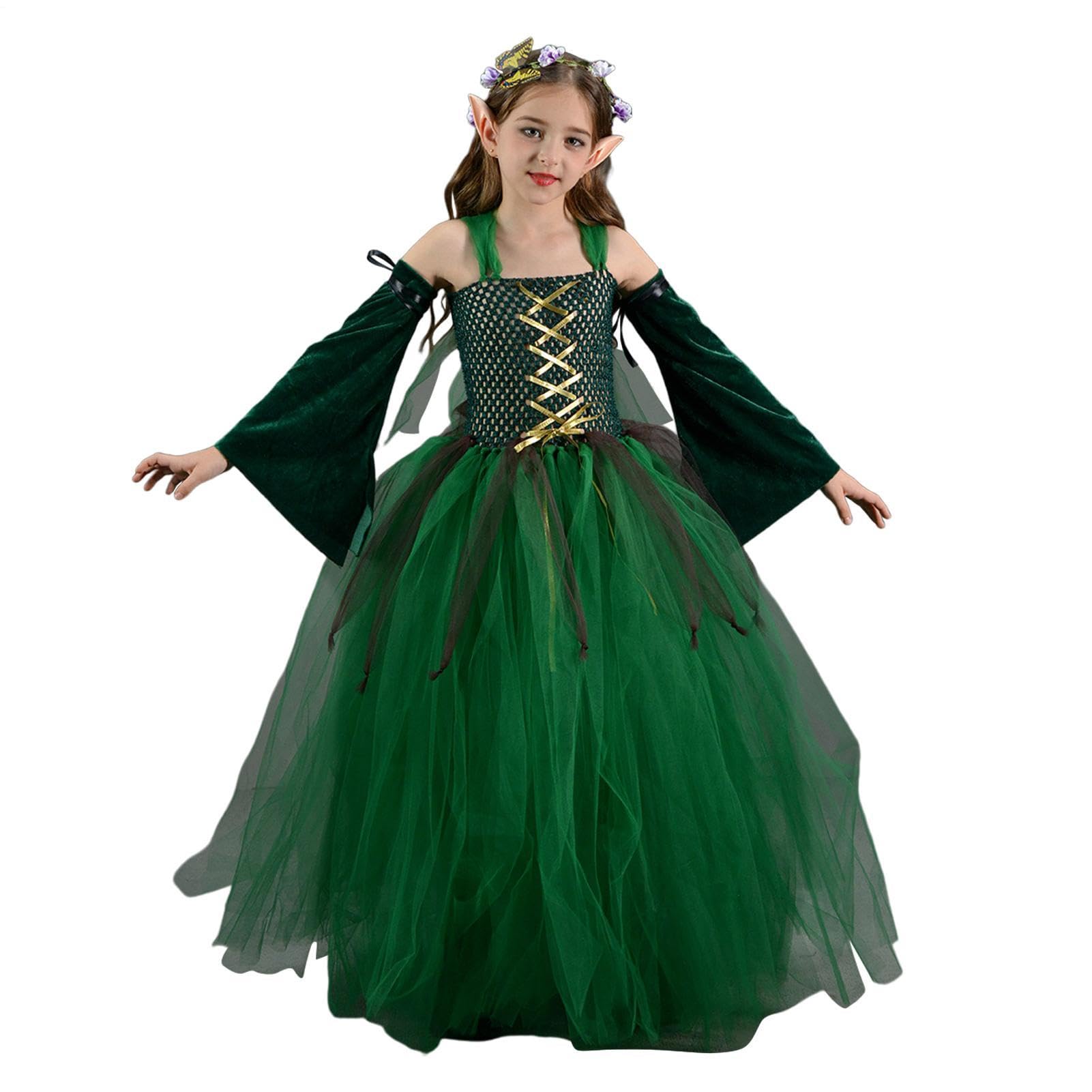 Generisch Gonna tutù verde per Halloween, per bambine | Costume da festa per Halloween, feste a tema, spettacoli teatrali, feste di carnevale, feste di compleanno