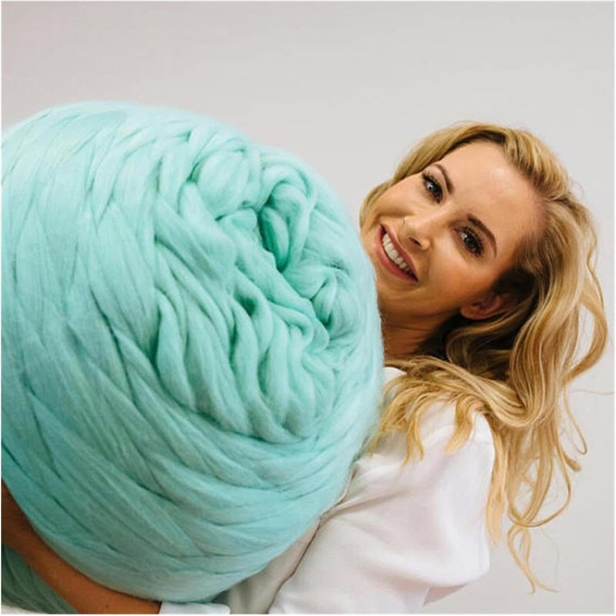 Ovillo de 1000 g/bola de hilo suave para tejer a mano, mantas de punto, hilos gruesos y gruesos, hilo para tejer a mano, crochet, costura, hilo grueso, verde claro