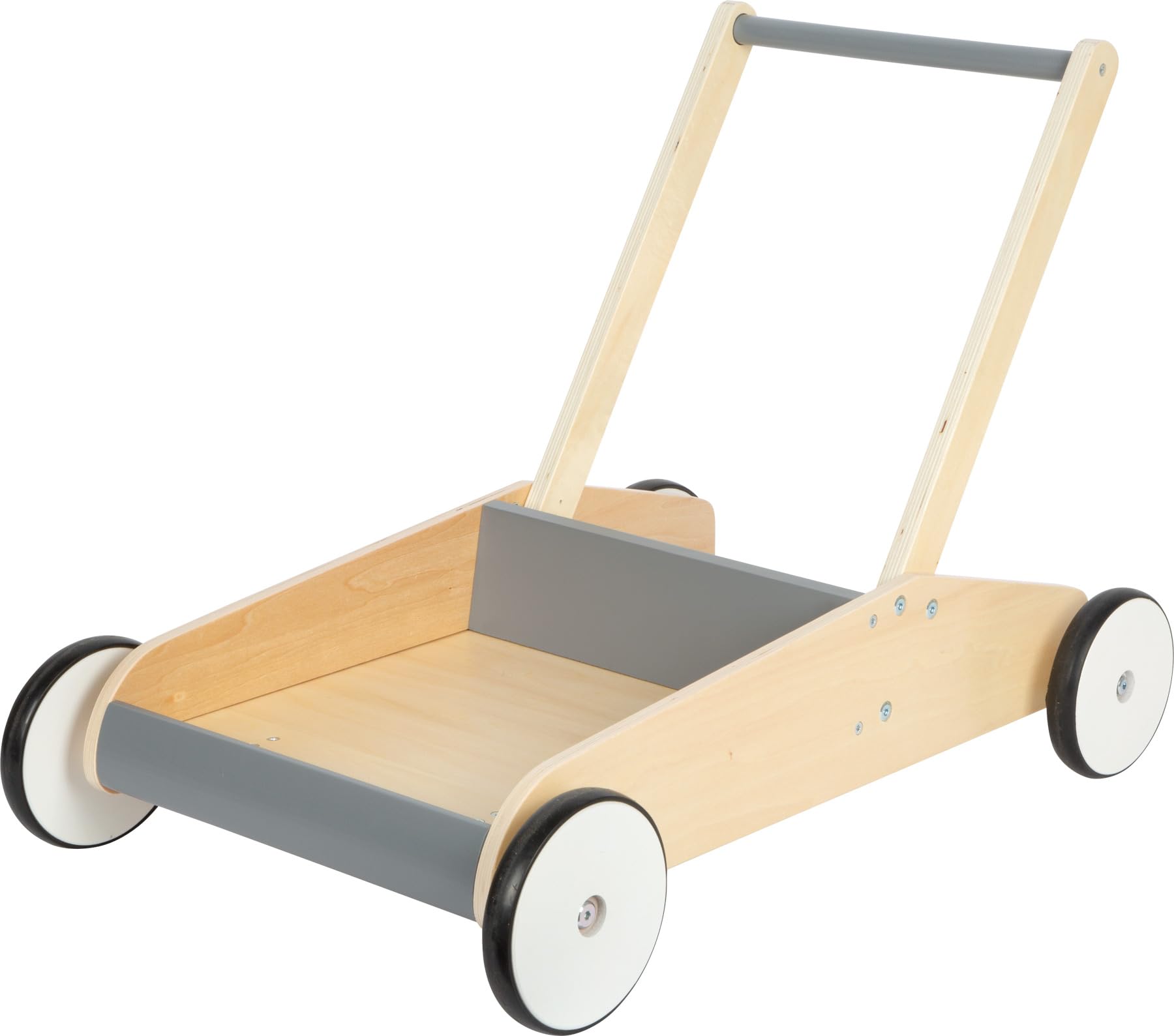 small foot Baby Walker Slate Grey, Robust Wooden Push-Along Walker, Large Storage Surface, Ages 12+ Months, 12550 - Image 4
