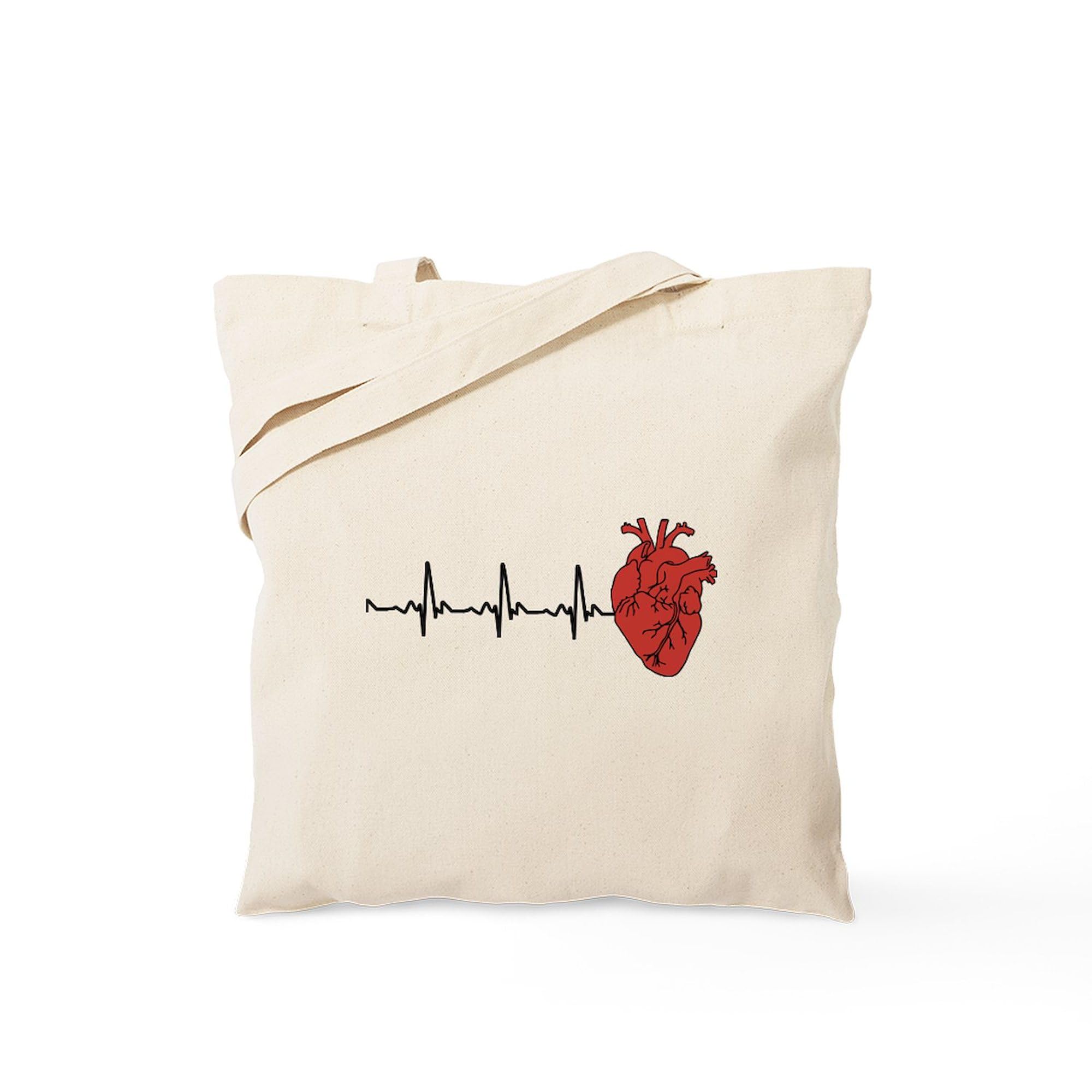CafePress Floral Heart Canvas Tote Bag - Reusable Natural Shopping Bag, Two Sizes, Durable & Eco-Friendly - View #11