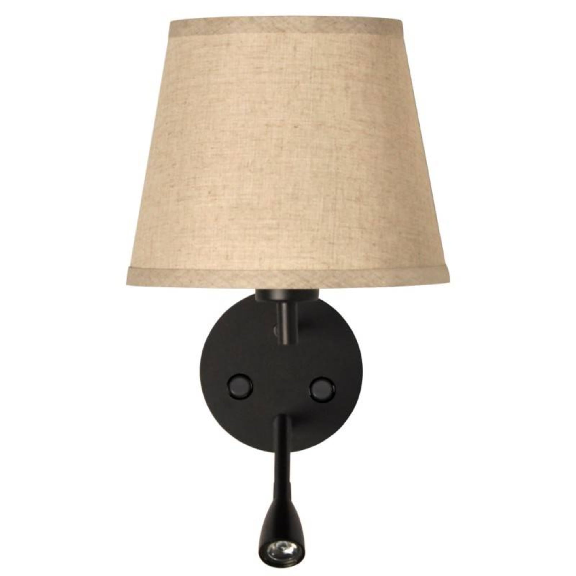 BarcelonaLED Applique murale LED E27 avec spot de lecture orientable 3 W Écran textile Interrupteur pour chambre, tête de lit, salon
