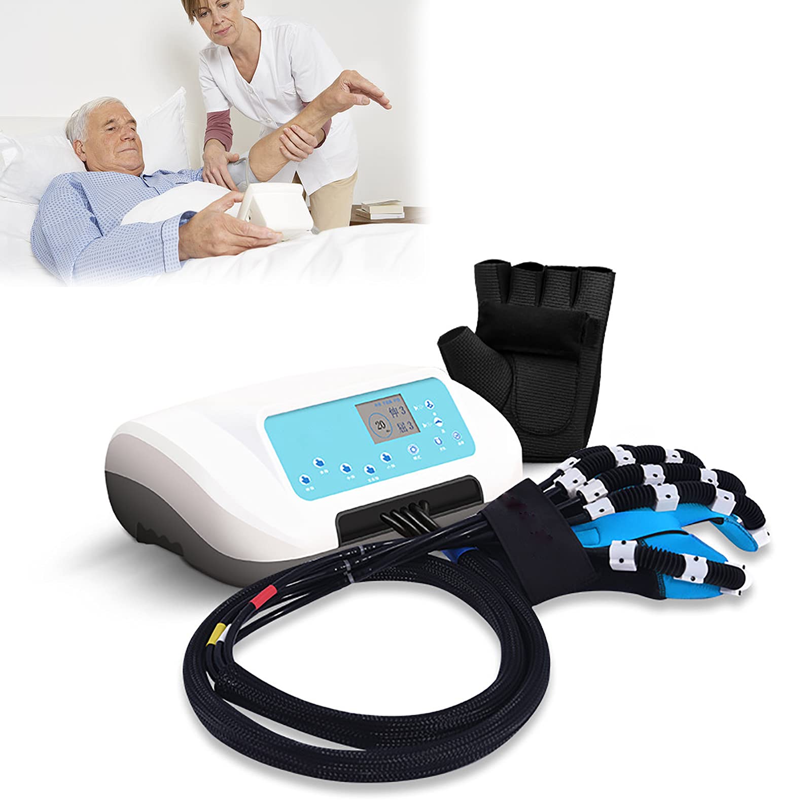 ZZBB Rehabilitative Orthoses Nerve Massager, Hand Stroke Hemiplegia Rehabilitation Training Equipment Finger Orthoses,Left,L