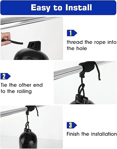 Miniatura 5 de Guardabarros para barco, 4 unidades para acoplamiento con 4 cuerdas, 1 bomba de aire y 4 agujas, parachoques inflables acanalados para pontón marino