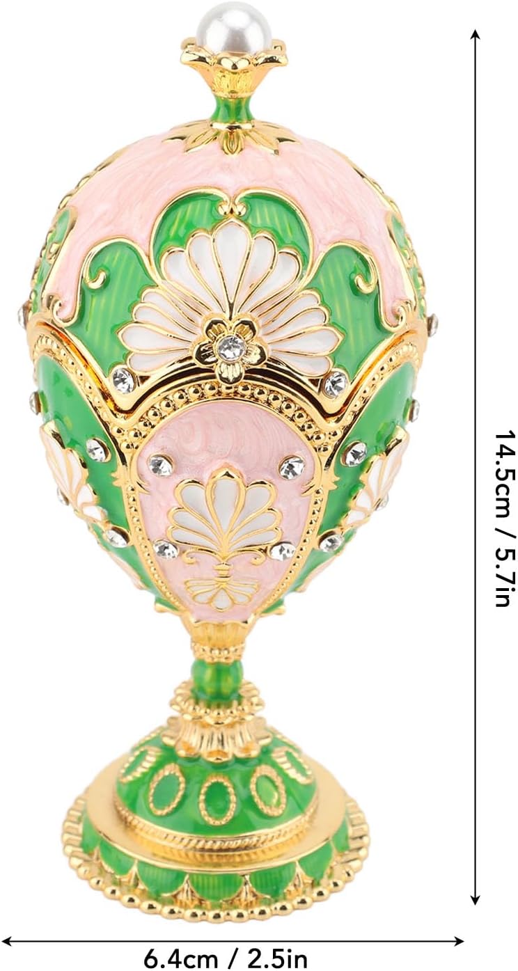 Metallmarket Easter Egg Shaped Jewellery Box Hand-Painted Decorative Rhinestone Stands Alloy Hinges Injured Jewellery Box Small Jewellery Box Jewellery Box Jewellery Box