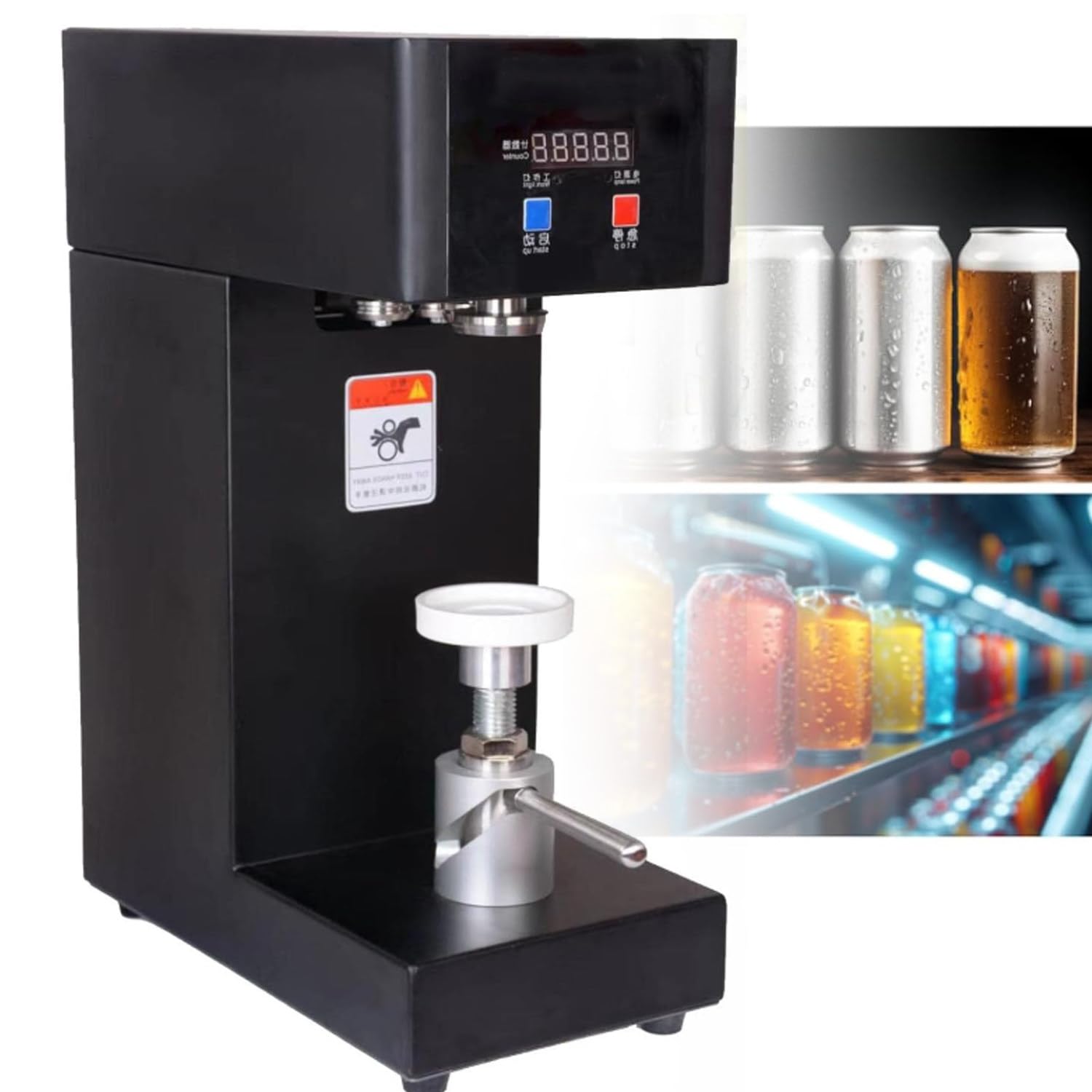 YNIYUJKL Electric Can Sealing Machine - Adjustable Height Bottle Canning Sealer For Soda, Beer, Tea - Seals 5 Pieces Per Minute, 5.5 Cm Diameter,Black