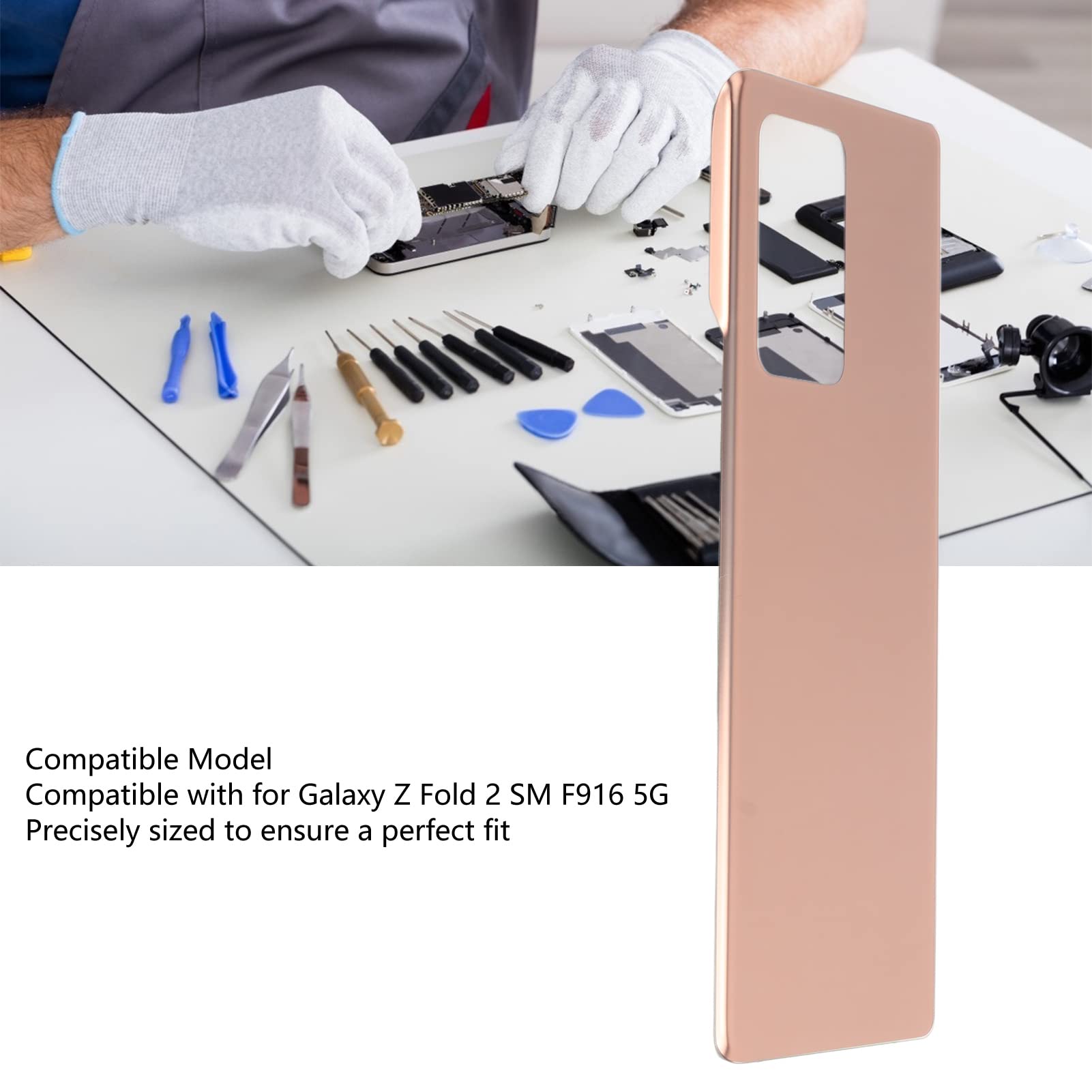Dla Z Fold 2 Wymiana Tylnej Szyby Tylna Obudowa Telefonu Pokrywa Z Wstępnie zainstalowaną taśmą Dla Z Fold 2 SM F916 5G (brązowy)
