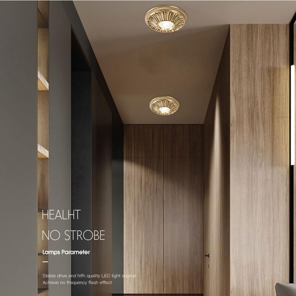 4.5 Inch Round Brushed Brass Downlight,Dimmable LED Recessed Light Fixtures Ceiling Lights,CRI 90+, Frame Baffle Trim,Anti-Glare LED Downlight 3000K-6000K Recessed Lighting