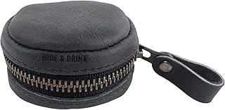 Hide & Drink, Rounded Coin Case Handmade from Full Grain Leather (Charcoal Black)