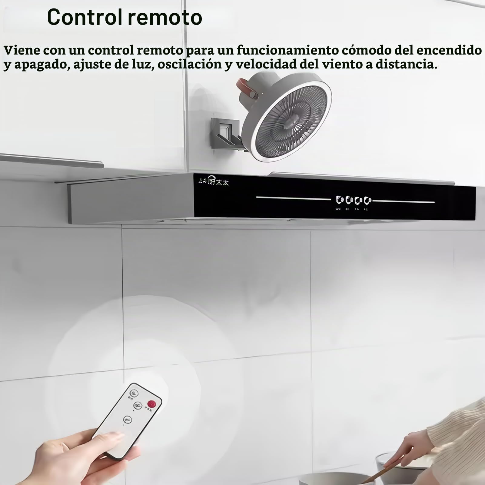Mumusuki Ventilador Oscilante en Pared Portátil con Control Remoto, Luz Nocturna, Adhesivos, 3 Niveles de Brillo, 3 Velocidades, para Hogar, Camping, Coche y Furgoneta Regalos