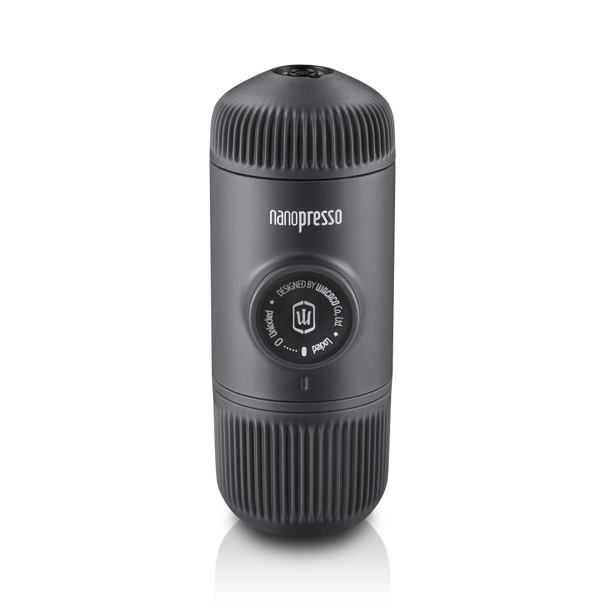 WACACO Nanopresso Portable Espresso Maker, Upgraded Version of Minipresso, Manual Operation, Max Pressure 18, Ground Coffee Compatible, Extra Mini Travel Coffee Maker (Gray)
