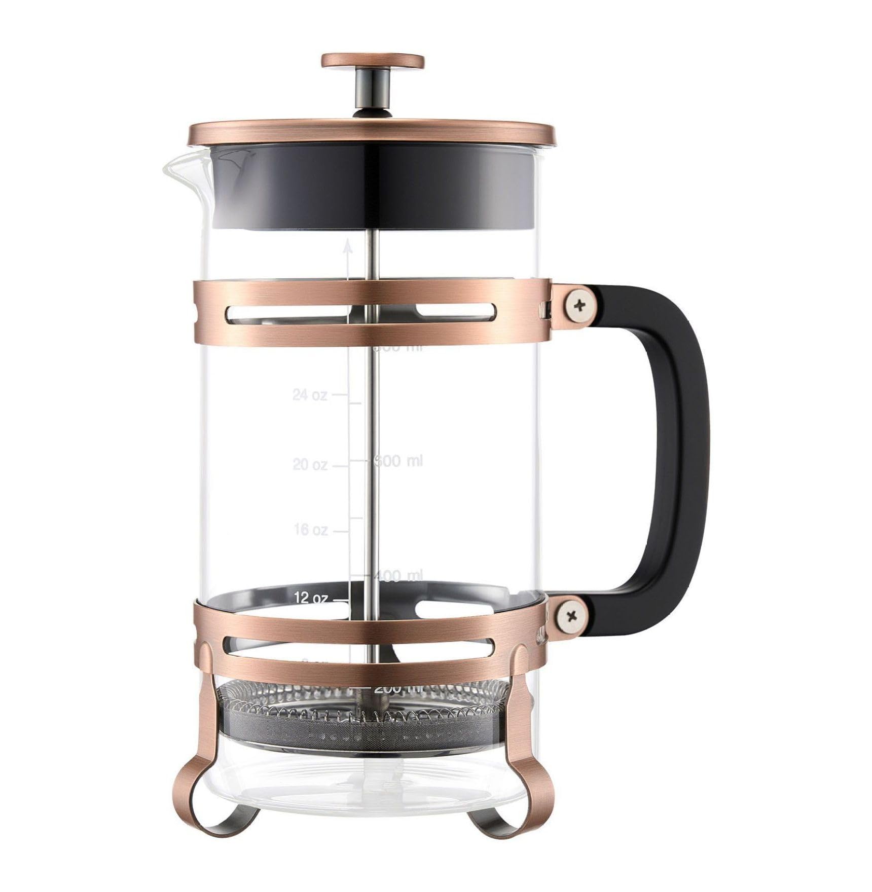 French Press Coffee Maker 34oz 1L Borosilicate Glass - Stainless Steel Filter Cold Brew Camping Travel Home Kitchen