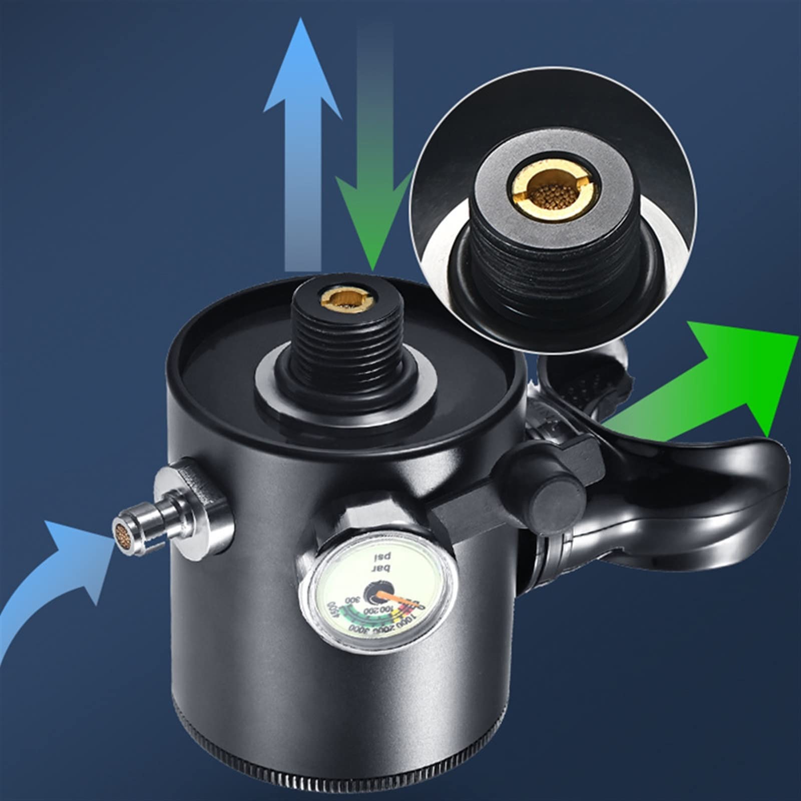 Attrezzatura subacquea Bombola Di Gas Di Riserva Di Emergenza Subacquea Portatile Dotata Di Un Set Completo Di Bombole Di Ossigeno For Respiratori Subacquei Utilizzo più sicuro(Black0.5L respirator)