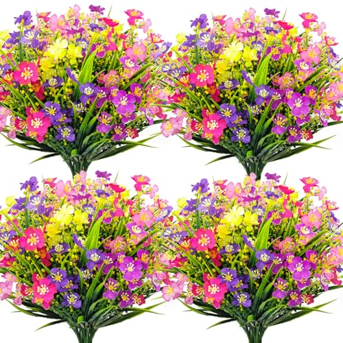 Guagb 15 Bundles Artificial Flowers for Outdoors UV