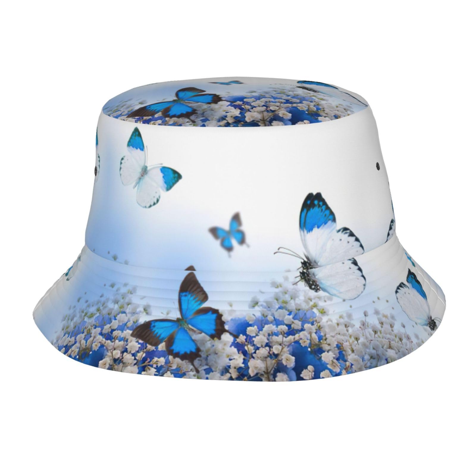 Kfjghhl Unisex Black Blue Butterfly Bucket Hat Lightweight Outdoor Summer Beach Fisherman Headwear Getaway Vacation