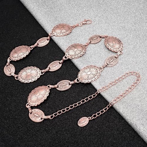 Image of Women's Concho Chain Belt Western Cowgirl Metal Waist Chain Belt for Dress