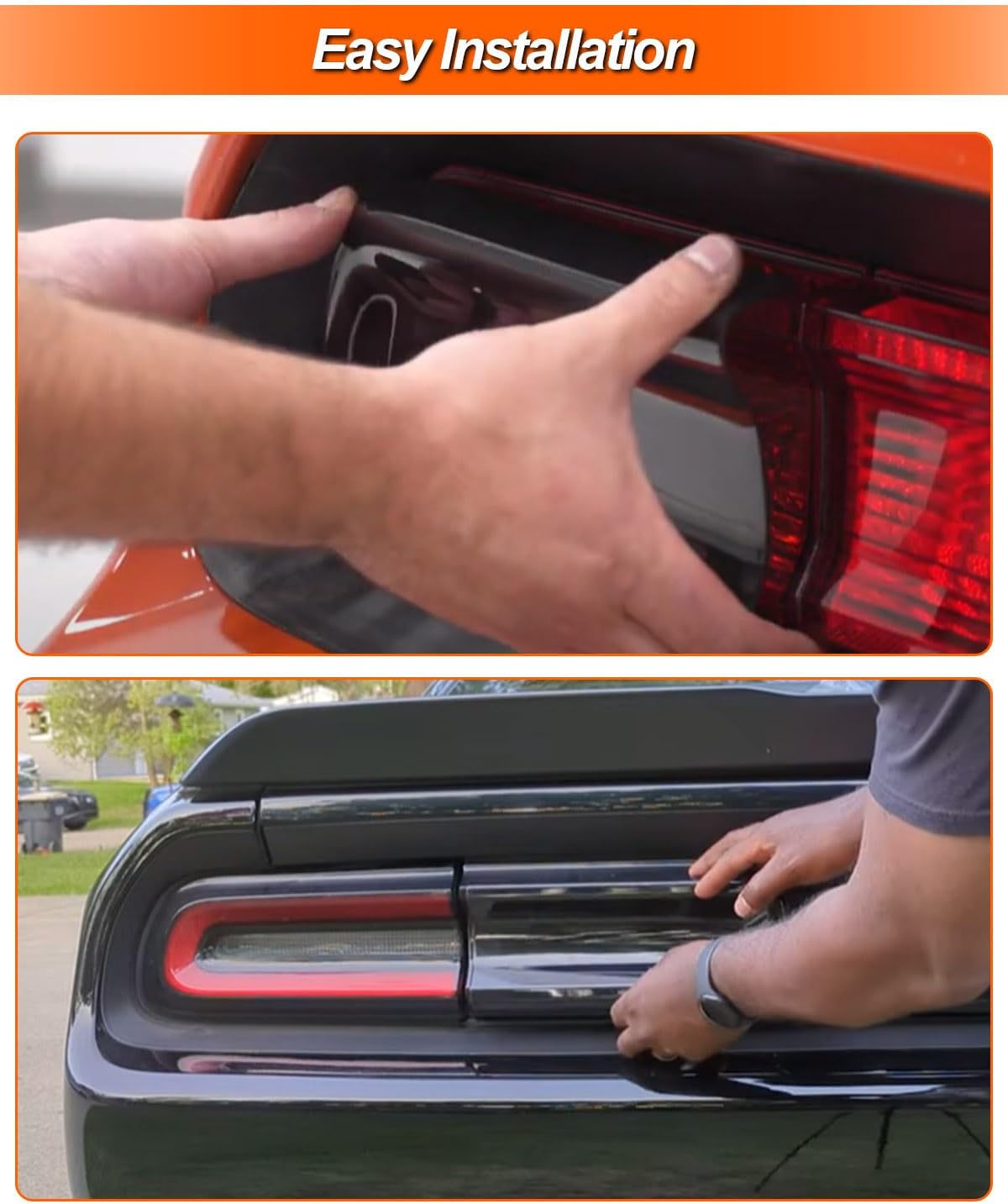4Pcs Smoked Tail Light Covers Rear Light Guards Fit for Dodge Challenger 2015-2023, TailLight Cover Trim Exterior Accessories