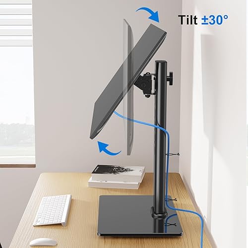 Miniatura 3 de Soporte de monitor individual para pantalla de computadora de 32 pulgadas, soporte de escritorio independiente con capacidad para hasta 17.6 libras,