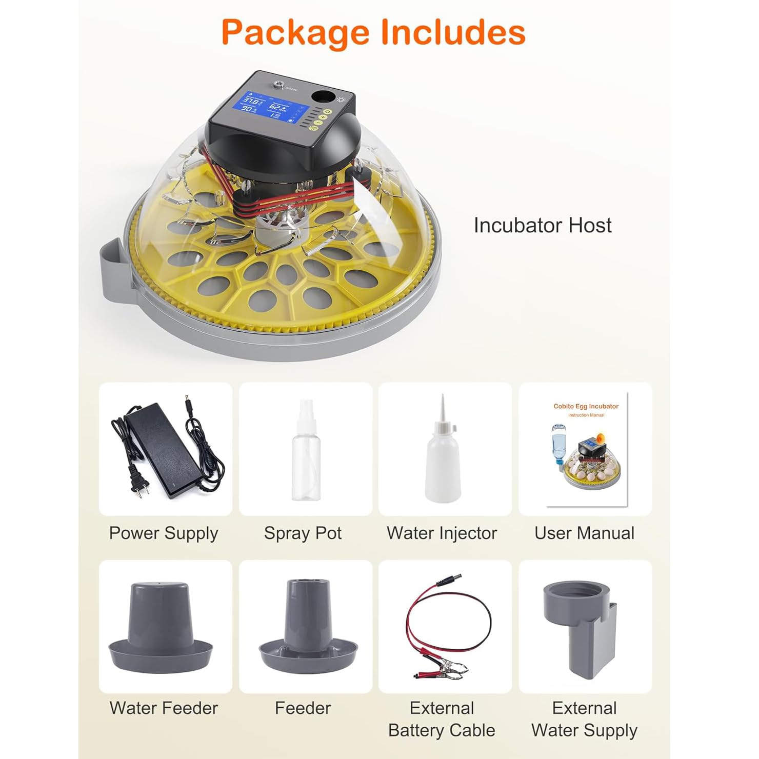 Incubadora de Huevos de Aves,Incubadora Volteo Automatico, Incubadora de 12-24 Huevos,con Control de Temperatura Monitoreo de Humedad,Tapa Transparente ABS,para gallinas,Patos,Gansos,Codornices