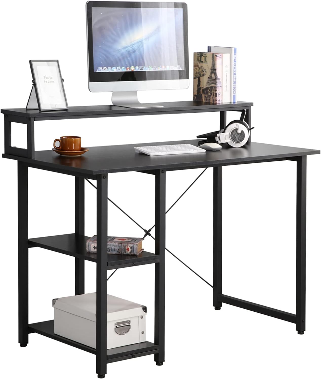SogesHome 47 Inch Computer Desk Office Desk with Shelves Writing Desk