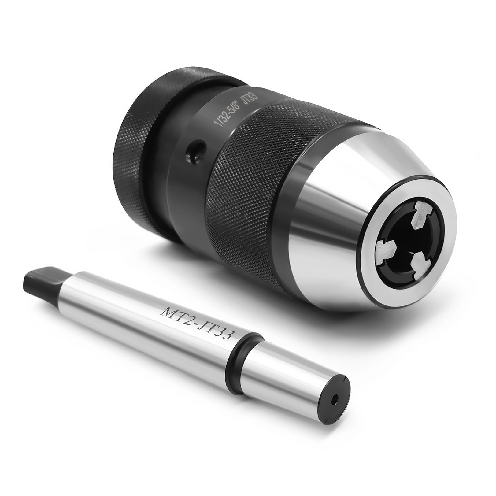 Nakkaa 1/32"- 5/8" MT2 Shank Heavy Duty JT33 Keyless Drill Chuck Compatible with Lathe Drilling Machine