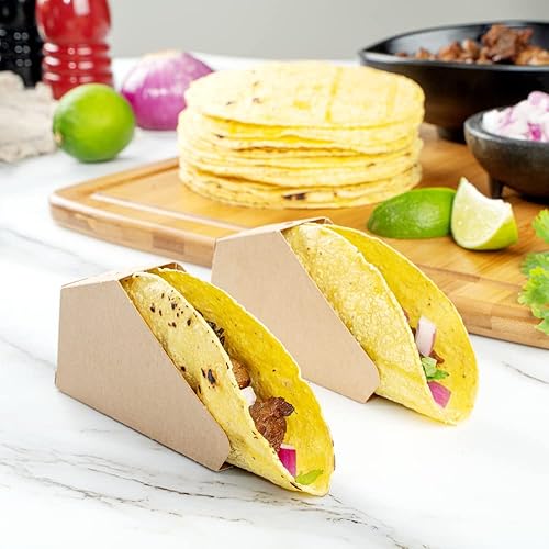 Miniatura 9 de Restaurantware Bio Tek - Soporte para tacos individual de 4 x 1.25 x 2.25 pulgadas, 200 soportes para tacos a prueba de grasa, pequeño papel de