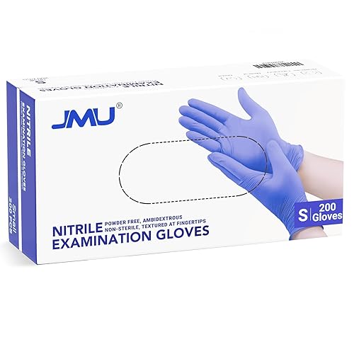Miniatura 32 de JMU Guantes de nitrilo negros, tamaño pequeño, caja de 1200, guantes de examen de nitrilo de 3.5 mil, sin látex, sin polvo Negro -,Violeta